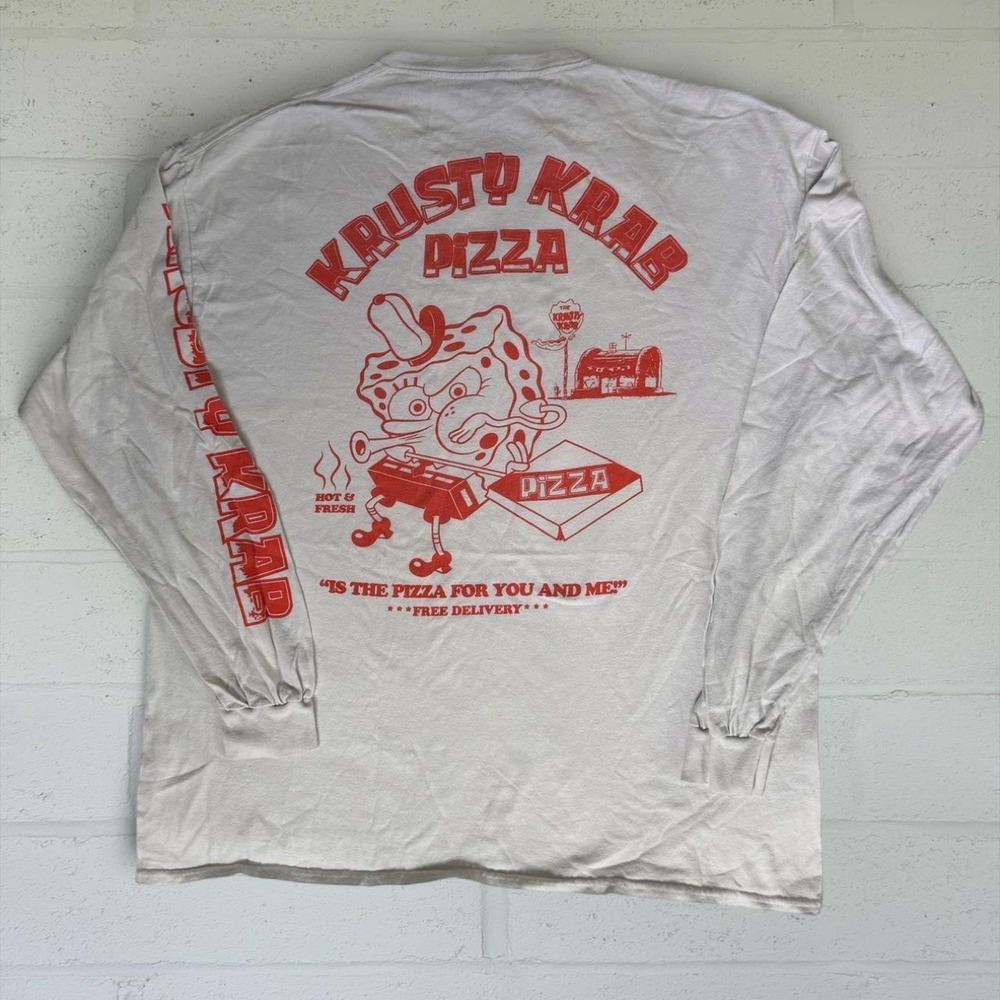 Nickelodeon SpongeBob SquarePants Krusty Krab Pizza Long Sleeve Graphic Tee XL